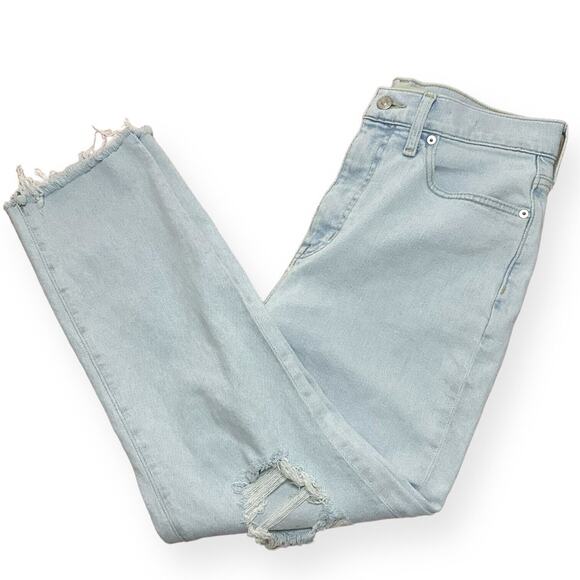 MADEWELL Momjean Slim Straight High Rise Baggy Relaxed Frayed Raw Hem Ripped 28 - Picture 7 of 11